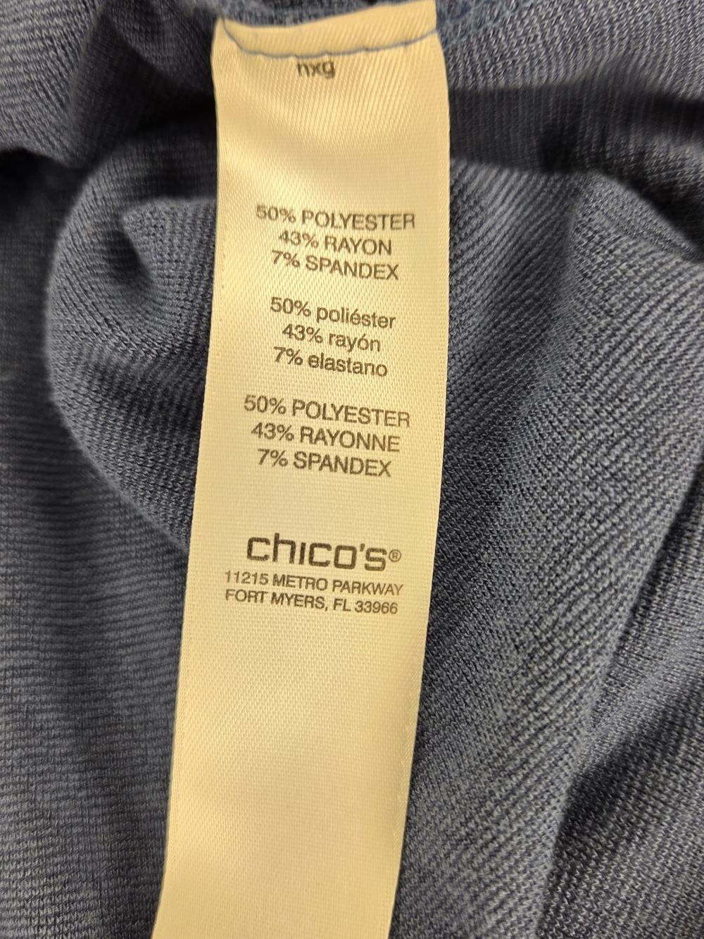 Chicos Women’s Asymmetrical Knot-Detail Top in Slate Blue Size Medium - Picture 8 of 9